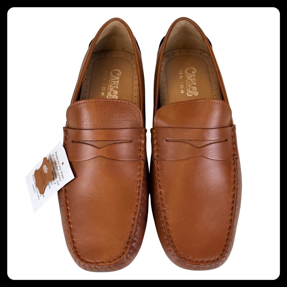 Carlos Santana Ritchie Penny Loafer Men 13 D Brown Leather Driving Moccasins NEW